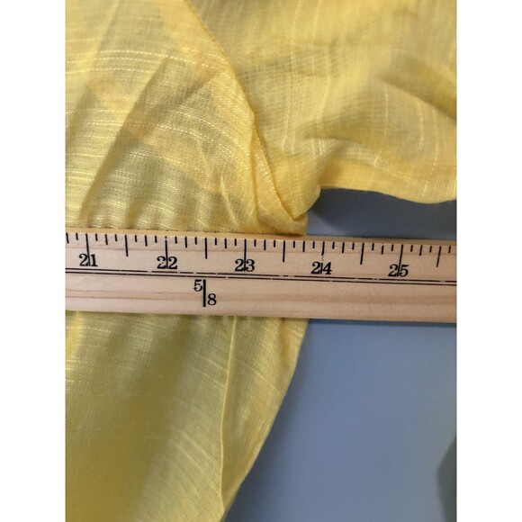 Chico's Women's Semi Sheer Button Front Top Shirt Roll Tab Sleeve Yellow Sz 3/L - Picture 6 of 9